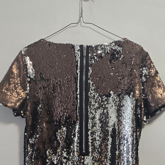 Rock & Shine Sequin Short Sleeve Cocktail Dress - Bronze - Picture 7 of 8